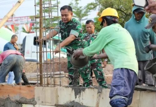 Dandim 0616/Indramayu Tinjau Pembangunan Koperasi Desa Kelurahan Merah Putih di Terisi