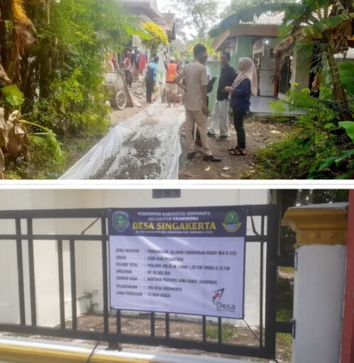 Gunakan Anggaran Banprov,Pemdes Singakerta Bangun Cor Jalan Lingkungan