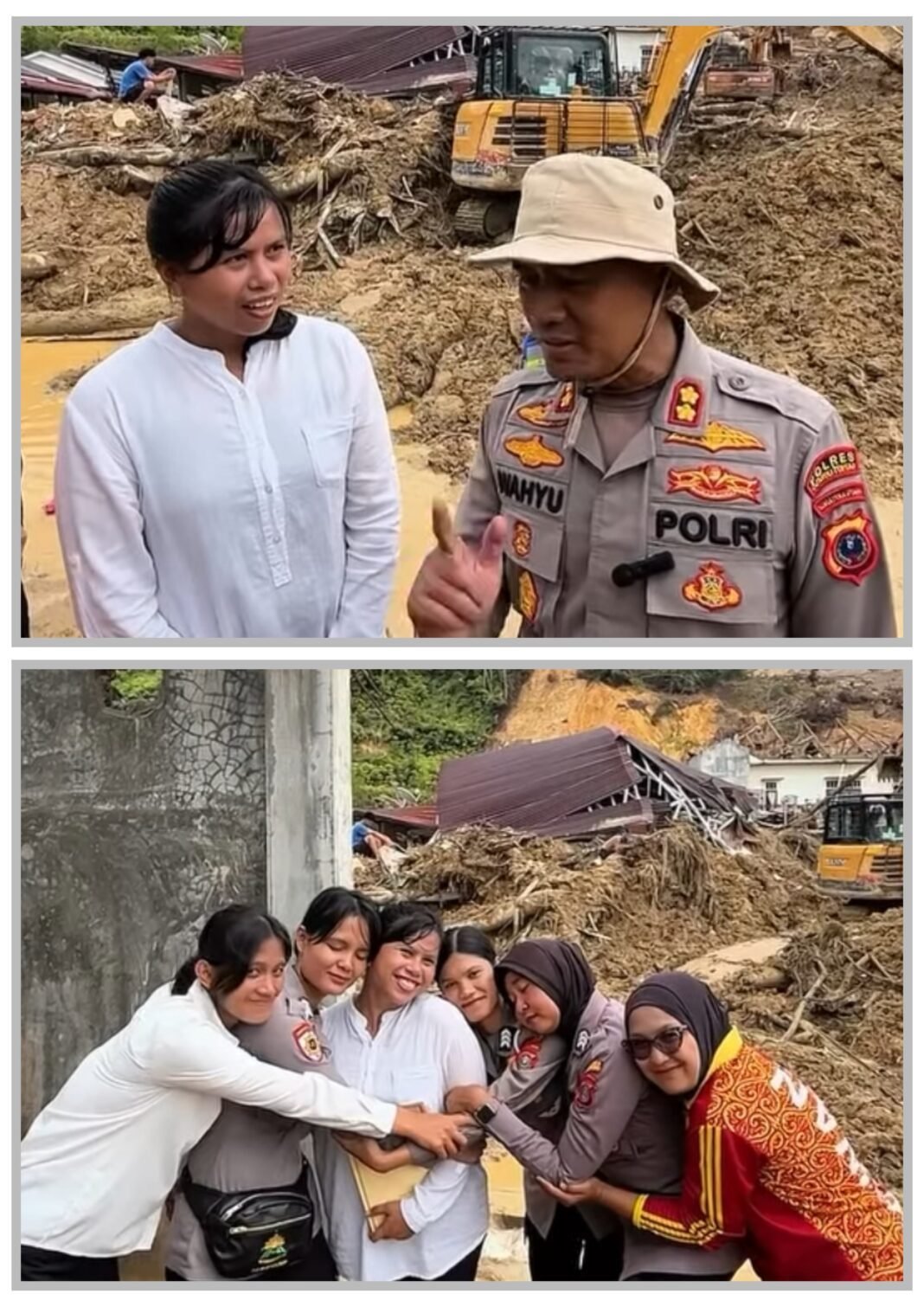 Polwan Tapteng Lupakan Evakuasi Harta Demi Selamatkan Tetangga dari Longsor