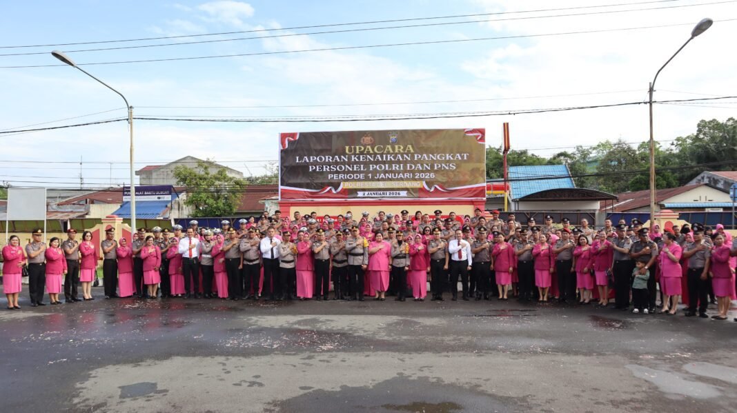 Polresta Deli Serdang Gelar Upacara Kenaikan Pangkat 88 Personelnya