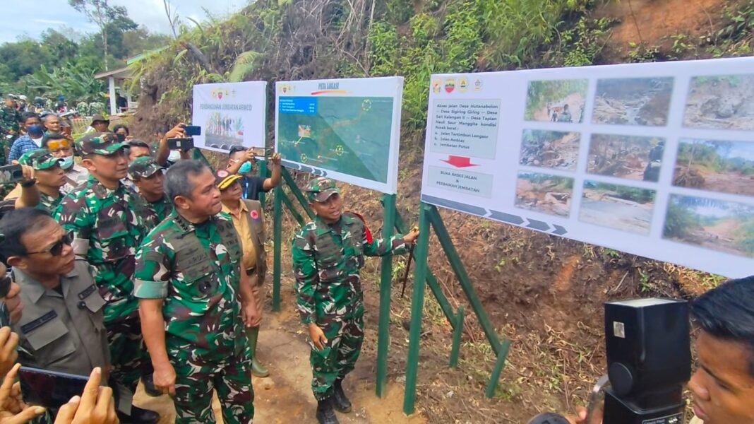 Kasad Tinjau Pembangunan Jembatan Armco di Hutanabolon, Tapanuli Tengah