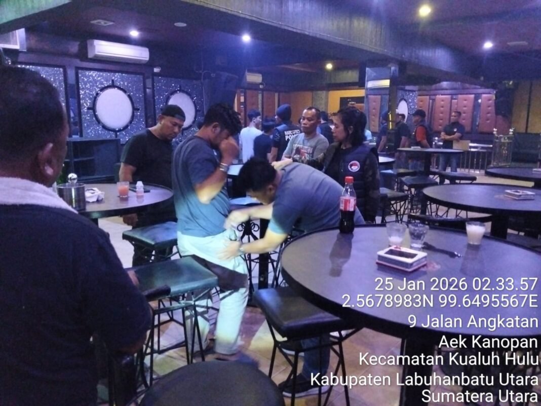 “Polsek Kualuh Hulu Polres Labuhanbatu Laksanakan Razia di Tempat Hiburan Malam Star High, Grand Hotel”