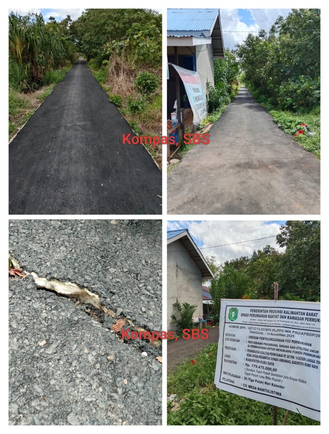 Proyek Jalan Dusun Lingga Mulai Hancur. Kabid Perkim Propinsi Cuma Duduk Sambil Pencet Kalkulator