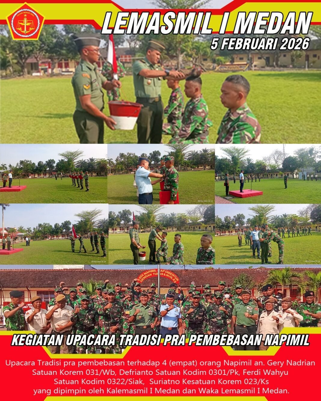 Kalemasmil I Medan Lakukan Kegiatan Upacara Tradisi Pra Pembebasan Napimil