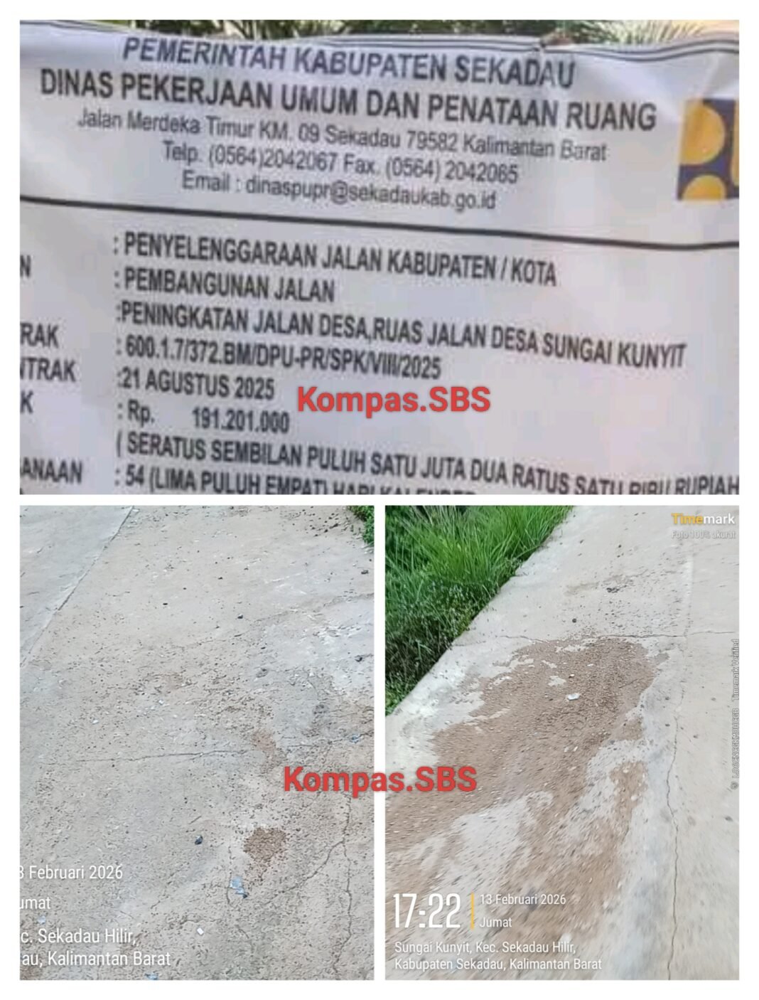 Baru Kemarin Sore Dibangun, Kondisi Jalan Sei Kunyit Sekadau Sudah Berantakan