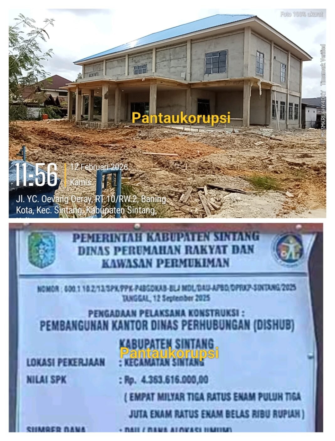 Bupati Santai, proyek Kantor Dishub Rp. 4 M Tidak Jelas. Kadis Biasa Aja