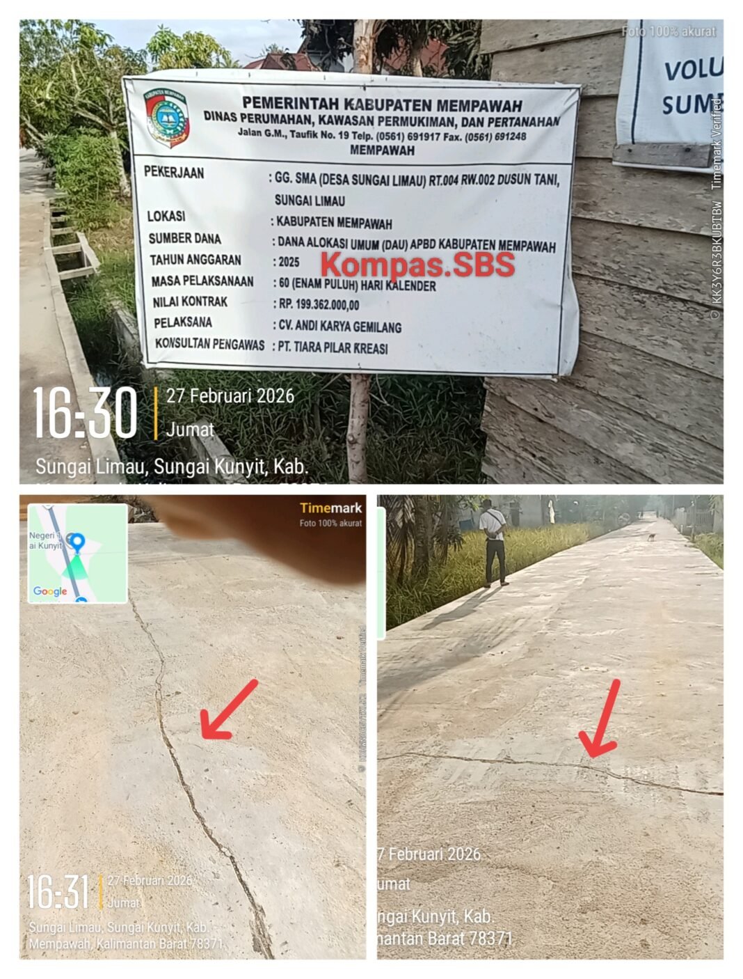 Proyek Jalan Lingkungan GG SMA Mulai Hancur. PPK Cuma Duduk Sambil Pencet Kalkulator
