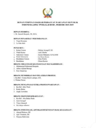 Djunaidi Raupele Bantah Masuk Struktur PWRI Buru 2025–2029: “Saya Bukan Dewan Pembina”