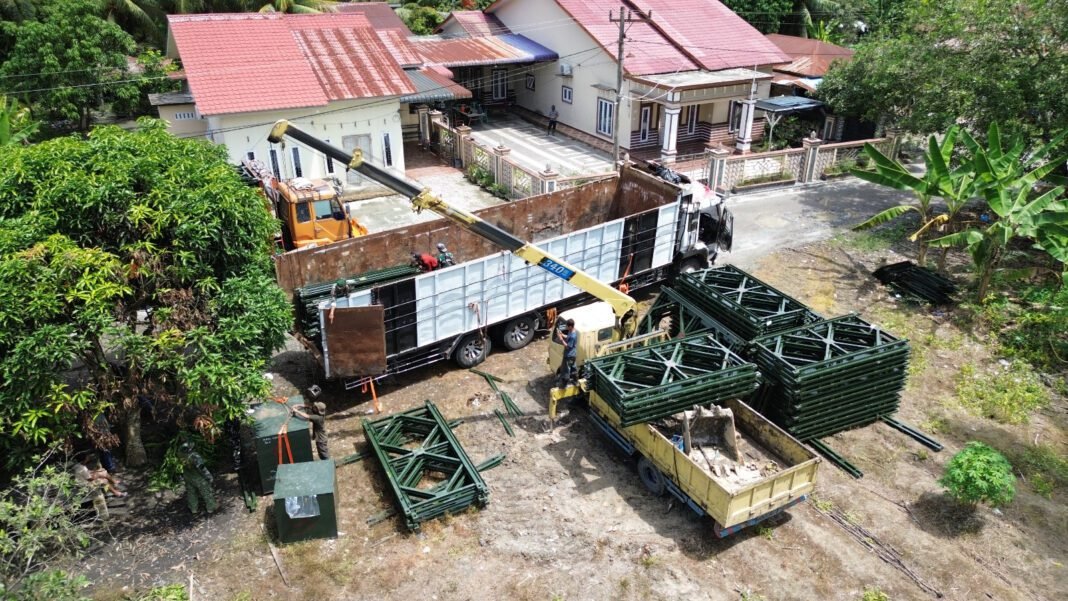Kodim 0208/Asahan Rampungkan Pembangunan Jembatan Modular di Desa Lubuk Palas