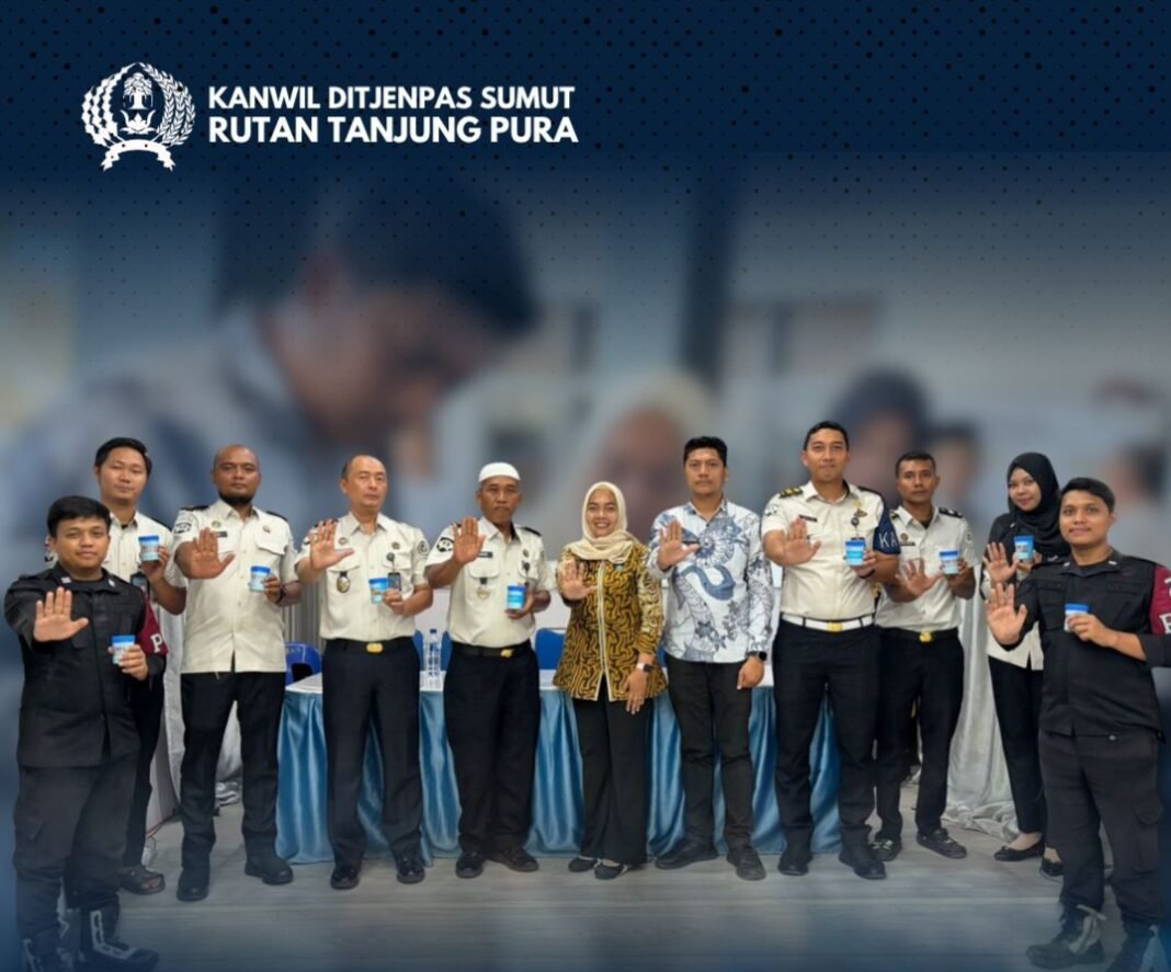 Rutan Tanjung Pura Tes Urine Sambut HBP ke-62, Menuju Bersih Narkoba