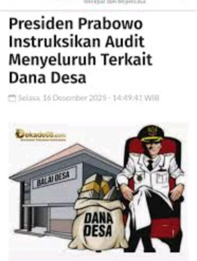 Diduga dana desa prabu menang