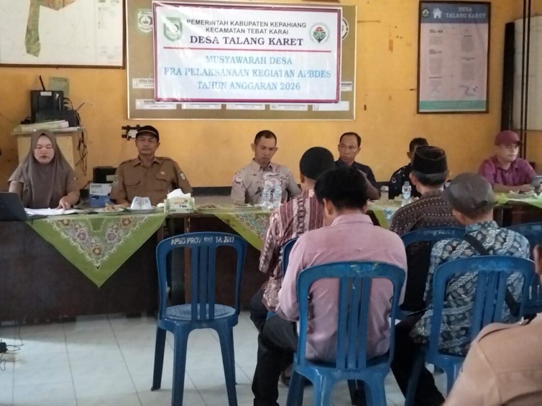 Pemdes Talang Karet Gelar Musdes Pra Pelaksanaan APBDes 2026, Hadirkan Forkopimcam* Pemdes Talang Karet Gelar Musdes Pra Pelaksanaan APBDes 2026, Hadirkan Forkopimcam*