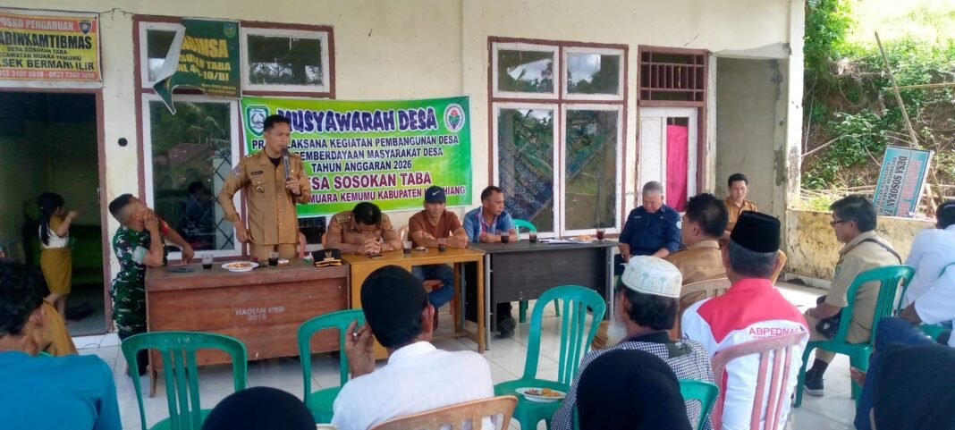 *Musdes Pra Pelaksanaan Pembangunan Desa Sosokan Taba TA 2026 Bahas Program Prioritas Warga* *Musdes Pra Pelaksanaan Pembangunan Desa Sosokan Taba TA 2026 Bahas Program Prioritas Warga*
