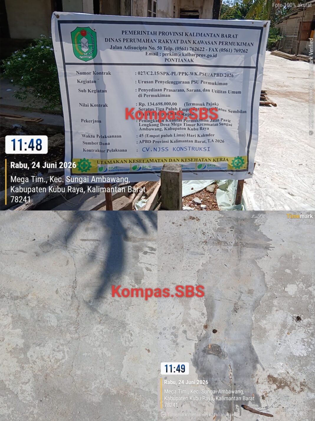 Tim Investigasi Temukan Dugaan Retak pada Proyek Cor Beton Provinsi di Sungai Ambawang Tim Investigasi Temukan Dugaan Retak pada Proyek Cor Beton Provinsi di Sungai Ambawang