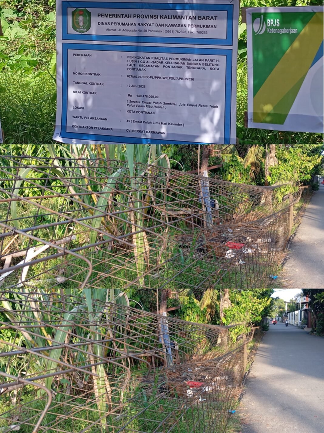 Diduga Gunakan Besi Berukuran Kecil, Proyek Perkim Kalbar Rp149 Juta di Parit H. Husin Disorot Warga Diduga Gunakan Besi Berukuran Kecil, Proyek Perkim Kalbar Rp149 Juta di Parit H. Husin Disorot Warga