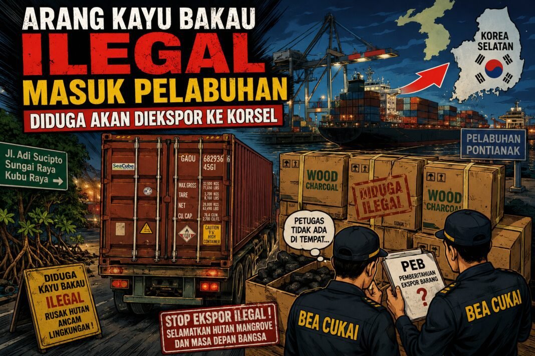 Arang Kayu Bakau Ilegal Masuk Pelabuhan. Diduga Akan Diekspor Ke Korsel Arang Kayu Bakau Ilegal Masuk Pelabuhan. Diduga Akan Diekspor Ke Korsel