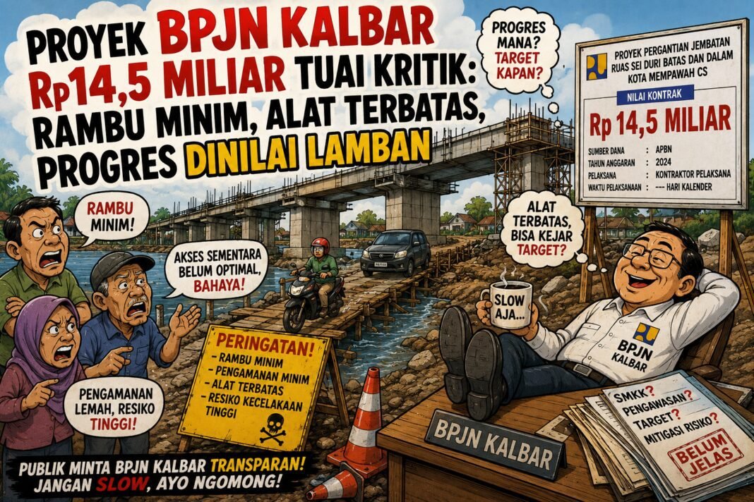 Proyek BPJN Kalbar Rp14,5 Miliar Tuai Kritik: Rambu Minim, Alat Terbatas, Progres Dinilai Lamban Proyek BPJN Kalbar Rp14,5 Miliar Tuai Kritik: Rambu Minim, Alat Terbatas, Progres Dinilai Lamban