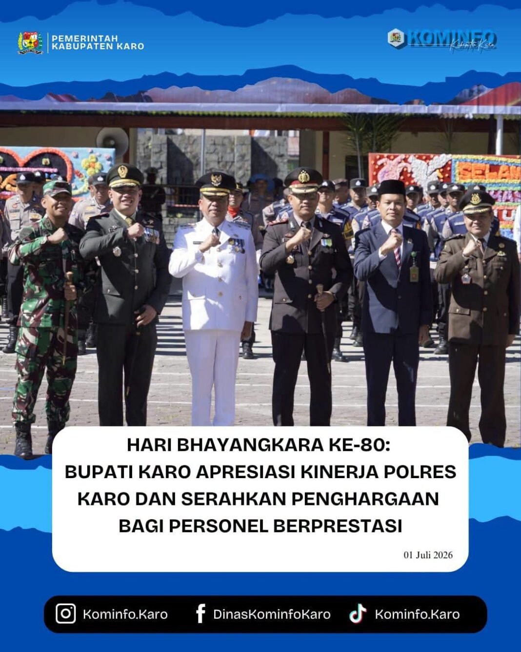 Hari Bhayangkara 80: Bupati Karo Apresiasi Kinerja Polres Karo, Berikan Penghargaan Bagi Yang Berprestasi Hari Bhayangkara 80: Bupati Karo Apresiasi Kinerja Polres Karo, Berikan Penghargaan Bagi Yang BerprestasiÂ