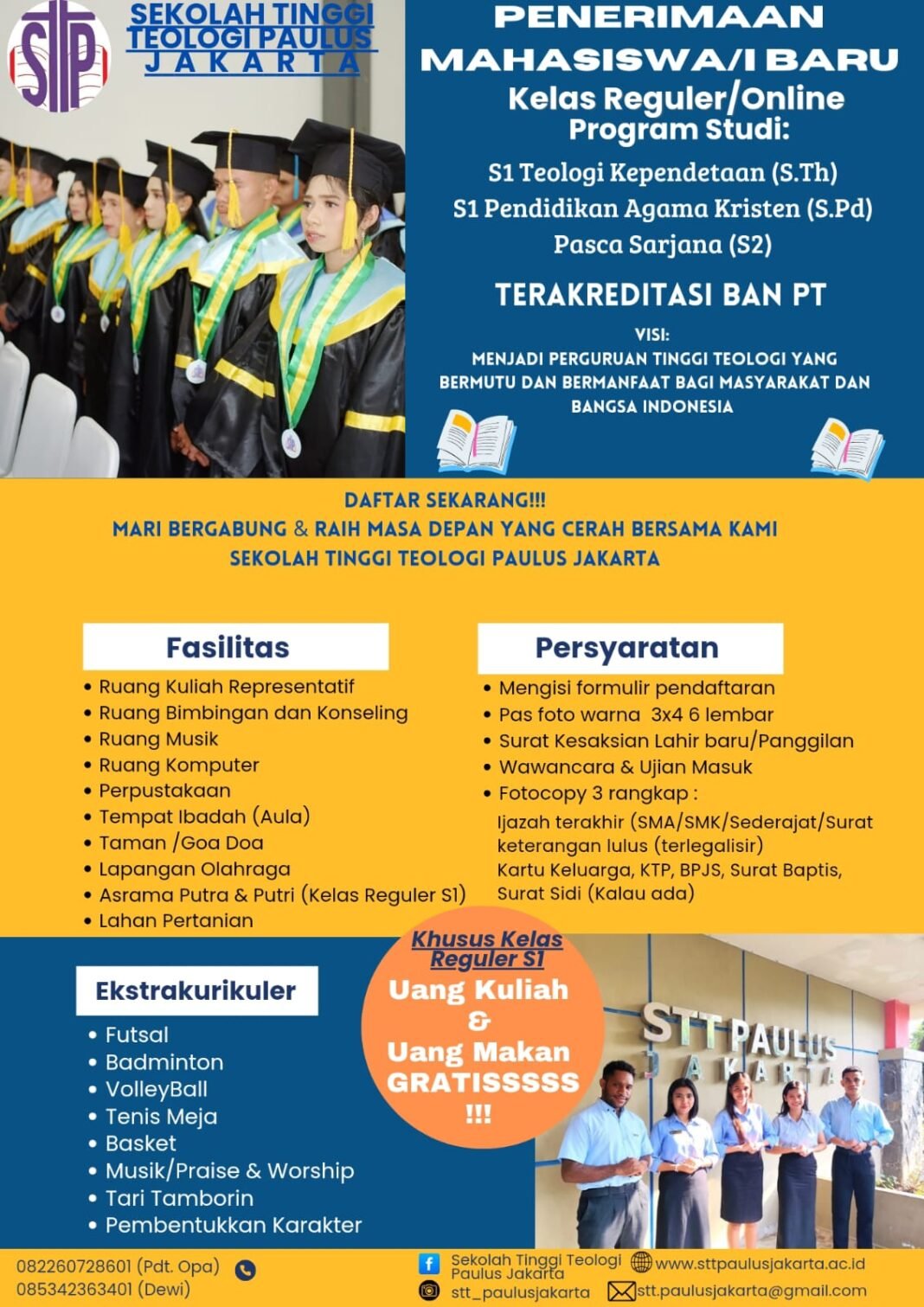 STT Paulus Jakarta Buka PMB 2026, Sediakan Kuliah Gratis bagi Mahasiswa S1 Reguler STT Paulus Jakarta Buka PMB 2026, Sediakan Kuliah Gratis bagi Mahasiswa S1 Reguler