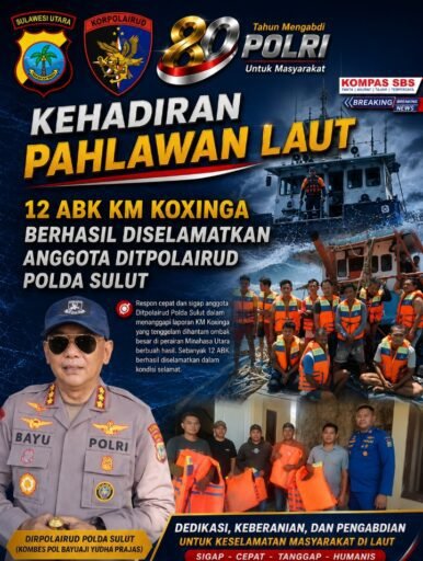 Kehadiran Pahlawan Laut, 12 ABK KM Koxinga Berhasil Diselamatkan Anggota Ditpolairud Polda Sulut Kehadiran Pahlawan Laut, 12 ABK KM Koxinga Berhasil Diselamatkan Anggota Ditpolairud Polda Sulut