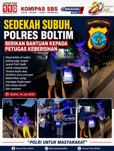Sedekah Subuh, Polres Boltim Berikan Bantuan Kepada Petugas Kebersihan Sedekah Subuh, Polres Boltim Berikan Bantuan Kepada Petugas Kebersihan