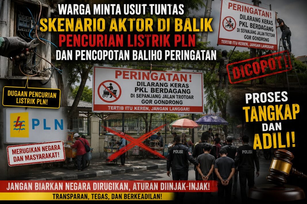 PENYALAHGUNAAN LISTRIK FASILITAS NEGARA Dan Perusakan Baliho, WARGA DESAK APARAT BONGKAR PENYALAHGUNAAN LISTRIK FASILITAS NEGARA Dan Perusakan Baliho, WARGA DESAK APARAT BONGKAR