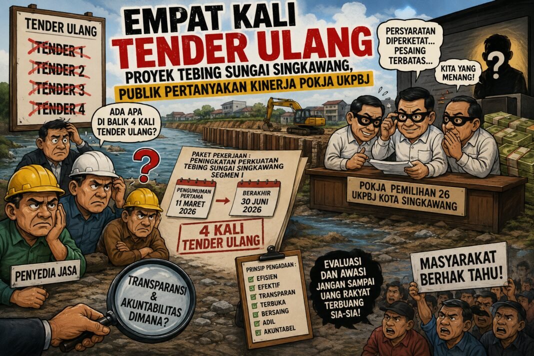 Empat Kali Tender Ulang Proyek Tebing Sungai Singkawang, Publik Pertanyakan Kinerja Pokja UKPBJ Empat Kali Tender Ulang Proyek Tebing Sungai Singkawang, Publik Pertanyakan Kinerja Pokja UKPBJ