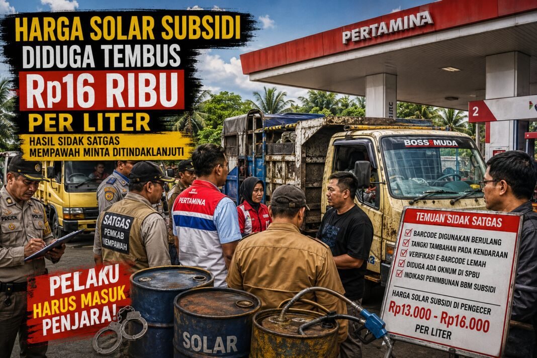 Harga Solar Subsidi Diduga Tembus Rp16 Ribu per Liter, Hasil Sidak Satgas Mempawah Minta Ditindaklanjuti Harga Solar Subsidi Diduga Tembus Rp16 Ribu per Liter, Hasil Sidak Satgas Mempawah Minta Ditindaklanjuti