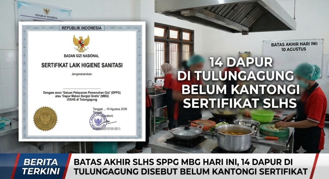 Batas Akhir SLHS SPPG MBG Hari Ini, 14 Dapur di Tulungagung Disebut Belum Kantongi Sertifikat Batas Akhir SLHS SPPG MBG Hari Ini, 14 Dapur di Tulungagung Disebut Belum Kantongi Sertifikat