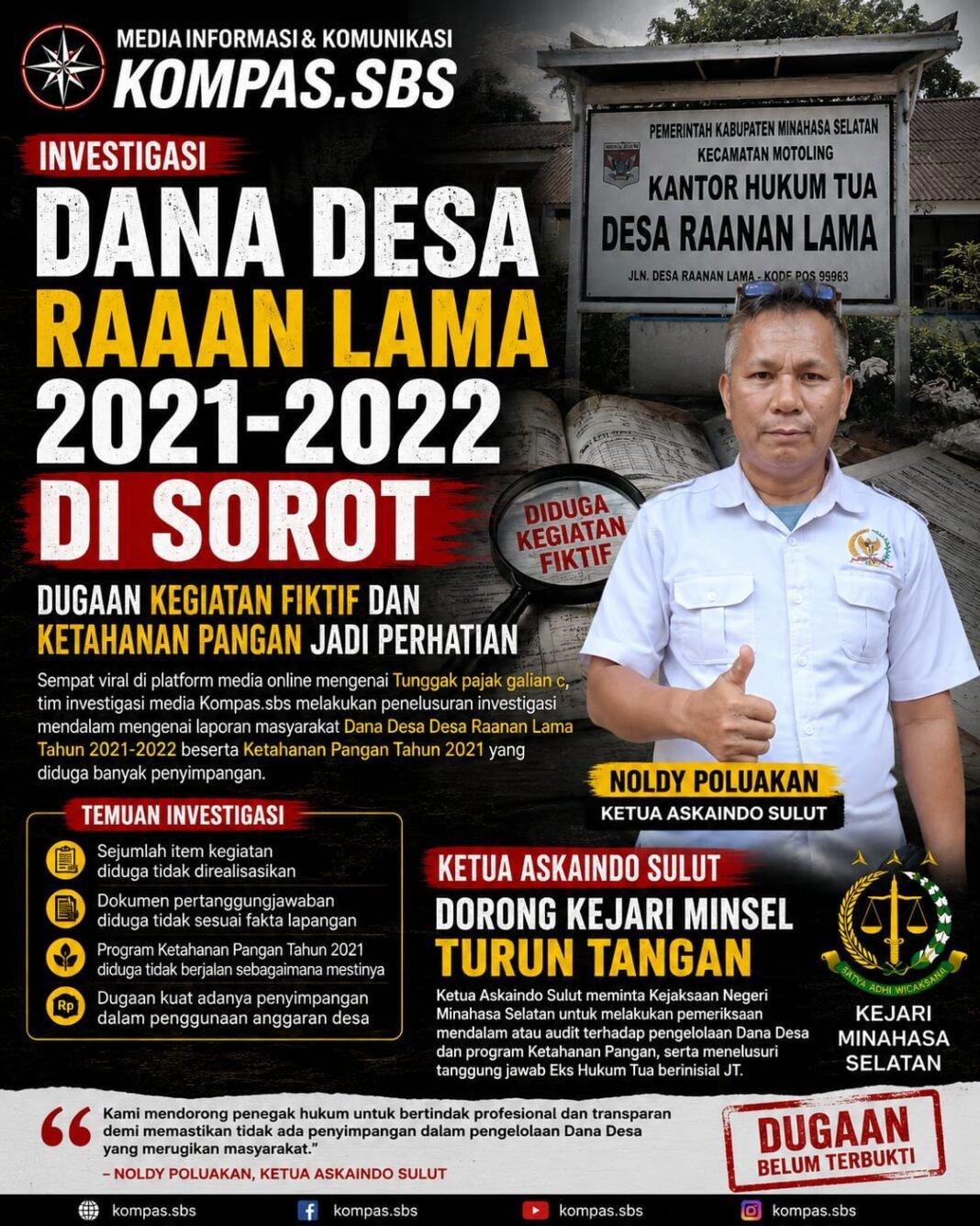 Dana Desa Raanan Lama 2021–2022 Dipertanyakan, Dugaan Kegiatan Fiktif dan Program Ketahanan Pangan Disorot Dana Desa Raanan Lama 2021–2022 Dipertanyakan, Dugaan Kegiatan Fiktif dan Program Ketahanan Pangan Disorot