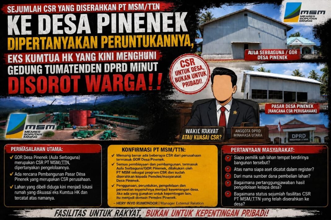 CSR PT MSM/TTN ke Desa Pinenek Dipertanyakan, Warga Soroti Peruntukan Aset dan Eks Kumtua HK. CSR PT MSM/TTN ke Desa Pinenek Dipertanyakan, Warga Soroti Peruntukan Aset dan Eks Kumtua HK.