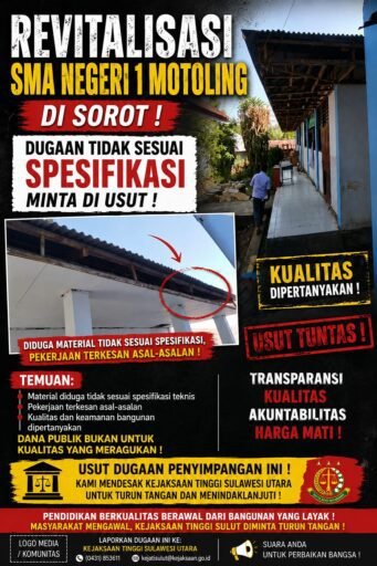 Revitalisasi SMA Negeri 1 Motoling Disorot, Dugaan Kayu Bekas dan Ketidaksesuaian Spesifikasi Diminta Diusut Revitalisasi SMA Negeri 1 Motoling Disorot, Dugaan Kayu Bekas dan Ketidaksesuaian Spesifikasi Diminta Diusut