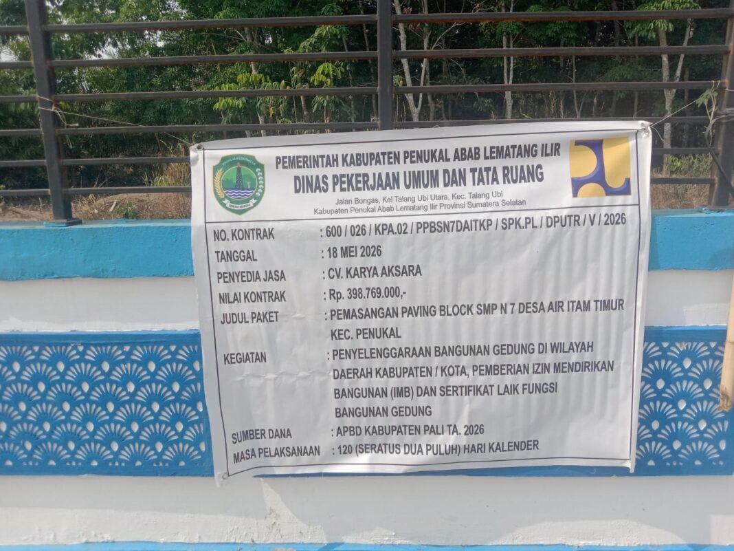 PALI – Pelaksanaan proyek pemasangan paving block di SMPN 7 Desa Air Itam, PALI – Pelaksanaan proyek pemasangan paving block di SMPN 7 Desa Air Itam,
