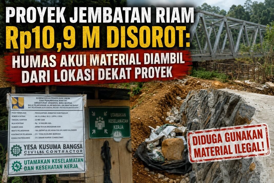 Proyek Jembatan Riam Rp10,9 M Disorot: Humas Akui Material Diambil dari Lokasi Dekat Proyek Proyek Jembatan Riam Rp10,9 M Disorot: Humas Akui Material Diambil dari Lokasi Dekat Proyek