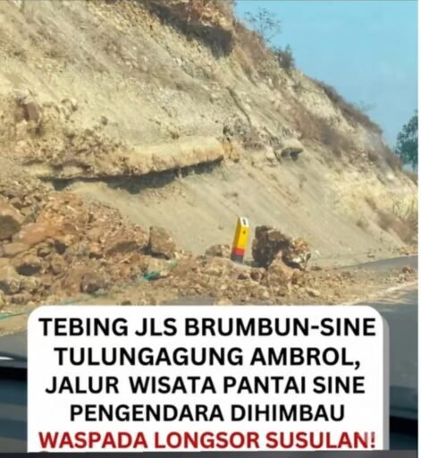Tebing JLS Ruas Brumbun-Sine Tulungagung Ambrol, Material Tutupi Bahu Jalan Tebing JLS Ruas Brumbun-Sine Tulungagung Ambrol, Material Tutupi Bahu Jalan
