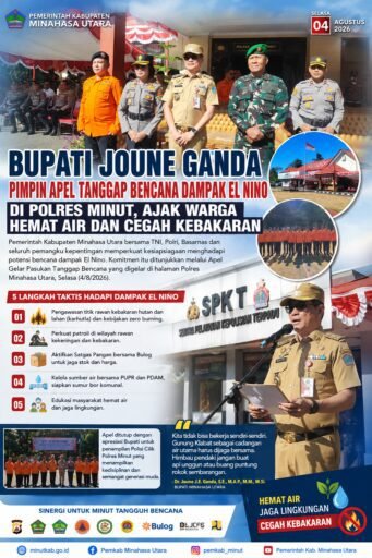 Pemkab Minut Kesiapsiagaan hadapi dampak El Nino, Bupati Joune Ganda ajak warga Hemat air dan Cegah Kebakaran Pemkab Minut Kesiapsiagaan hadapi dampak El Nino, Bupati Joune Ganda ajak warga Hemat air dan Cegah Kebakaran