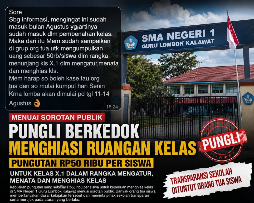 Diduga Pungli Berkedok Hias Kelas, SMA Negeri 1 Guru Lombok Kalawat Jadi Sorotan Diduga Pungli Berkedok Hias Kelas, SMA Negeri 1 Guru Lombok Kalawat Jadi Sorotan