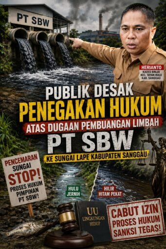 Publik Desak Penegakan Hukum atas Dugaan Pembuangan Limbah PT SBW ke Sungai Lape Kabupaten Sanggau Publik Desak Penegakan Hukum atas Dugaan Pembuangan Limbah PT SBW ke Sungai Lape Kabupaten Sanggau