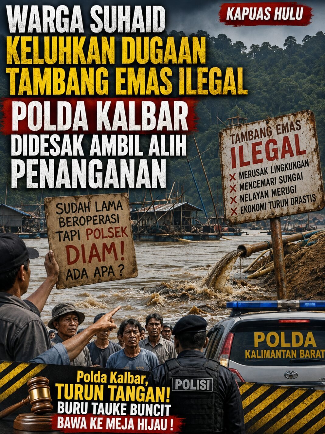 Warga Suhaid Keluhkan Dugaan Tambang Emas Ilegal, Polda Kalbar Didesak Ambil Alih Penanganan Warga Suhaid Keluhkan Dugaan Tambang Emas Ilegal, Polda Kalbar Didesak Ambil Alih Penanganan
