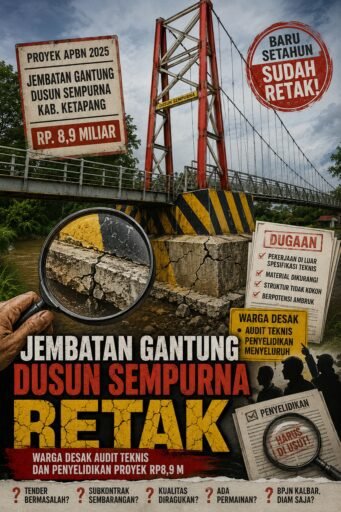Jembatan Gantung Dusun Sempurna Retak, Warga Desak Audit Teknis dan Penyelidikan Proyek Rp8,9 M Jembatan Gantung Dusun Sempurna Retak, Warga Desak Audit Teknis dan Penyelidikan Proyek Rp8,9 M