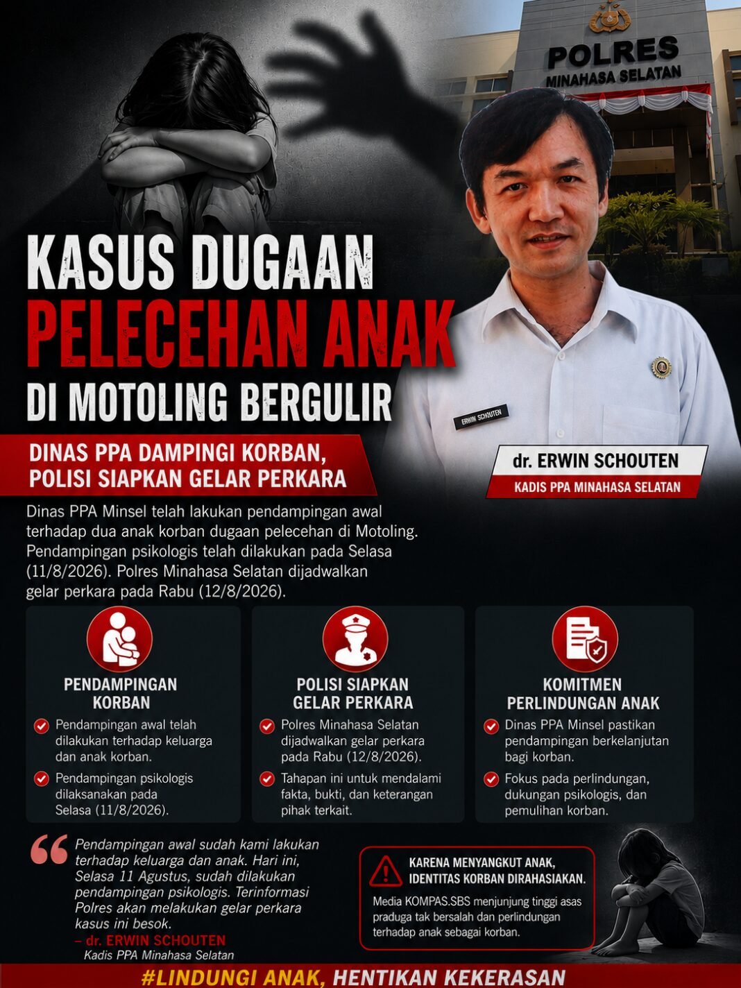 Dugaan Pelecehan Anak di Motoling, PPA Dampingi Korban, Polres Minsel Siapkan Gelar Perkara Dugaan Pelecehan Anak di Motoling, PPA Dampingi Korban, Polres Minsel Siapkan Gelar Perkara