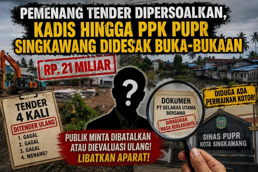 Pemenang Tender Dipersoalkan, Kadis hingga PPK PUPR Singkawang Didesak Buka-bukaan Pemenang Tender Dipersoalkan, Kadis hingga PPK PUPR Singkawang Didesak Buka-bukaan