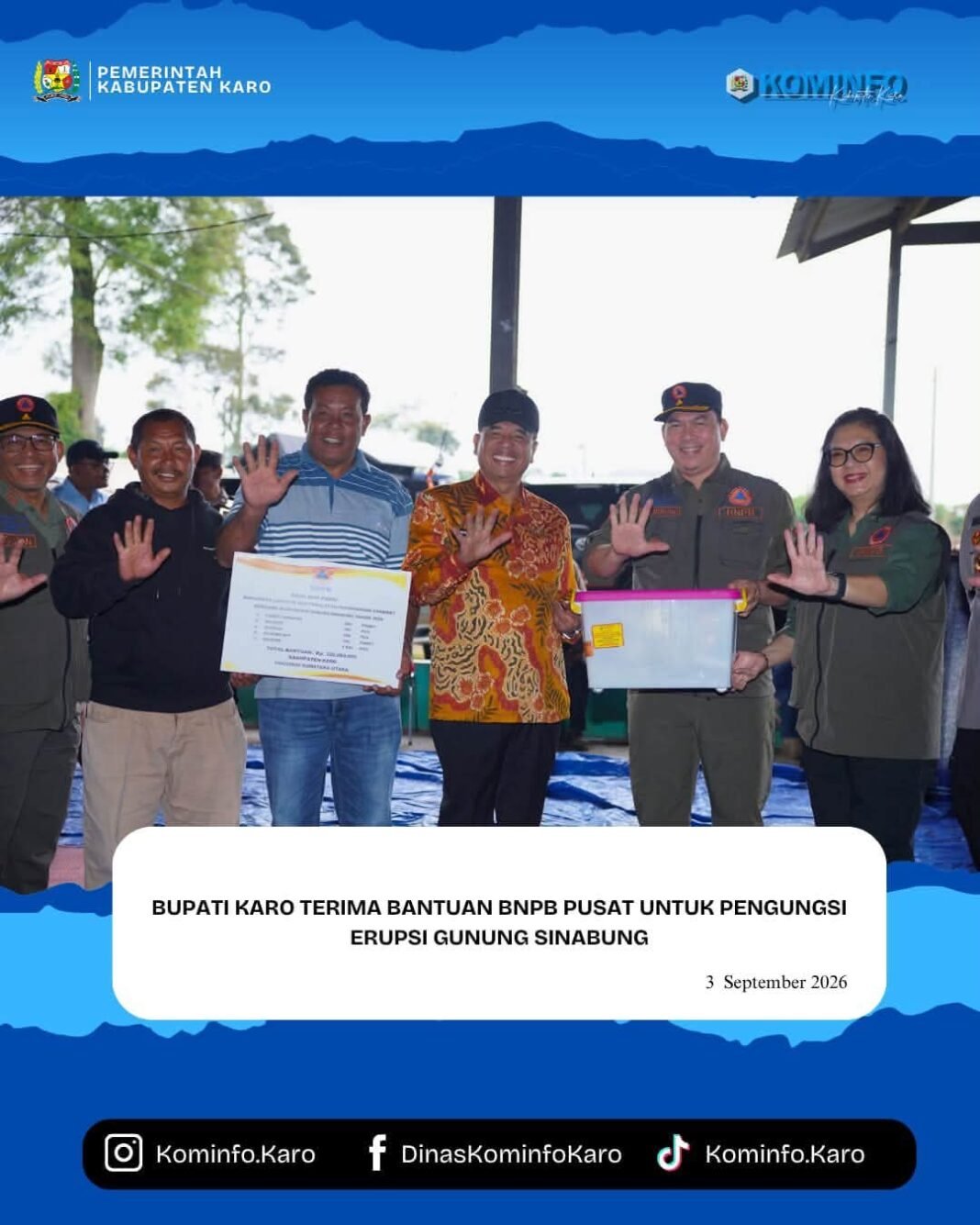 Bupati Karo Terima Bantuan BNPB Pusat untuk Pengungsi Erupsi Gunung Sinabung Bupati Karo Terima Bantuan BNPB Pusat untuk Pengungsi Erupsi Gunung Sinabung