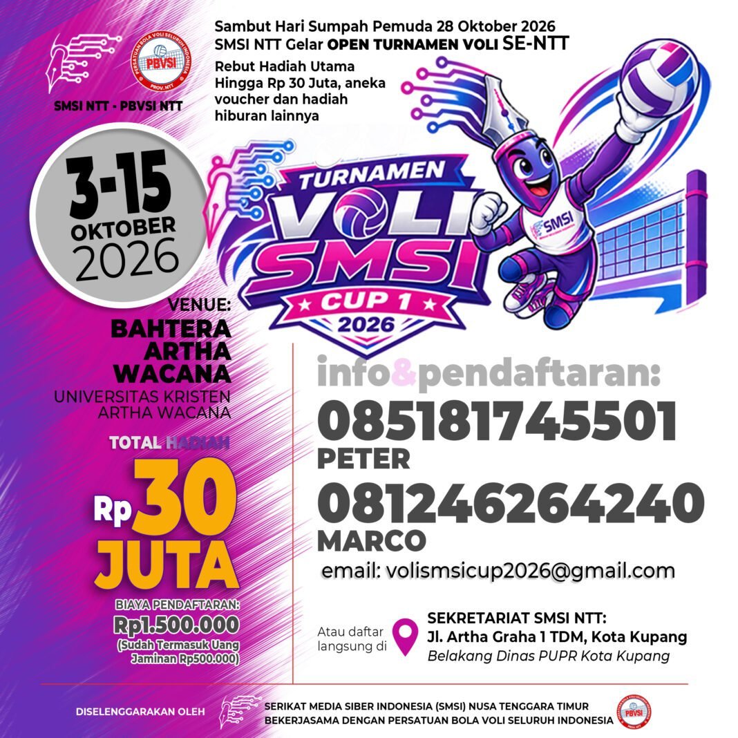 Panggung Baru Voli Putra NTT, SMSI Cup I 2026 Resmi Buka Pendaftaran Panggung Baru Voli Putra NTT, SMSI Cup I 2026 Resmi Buka Pendaftaran