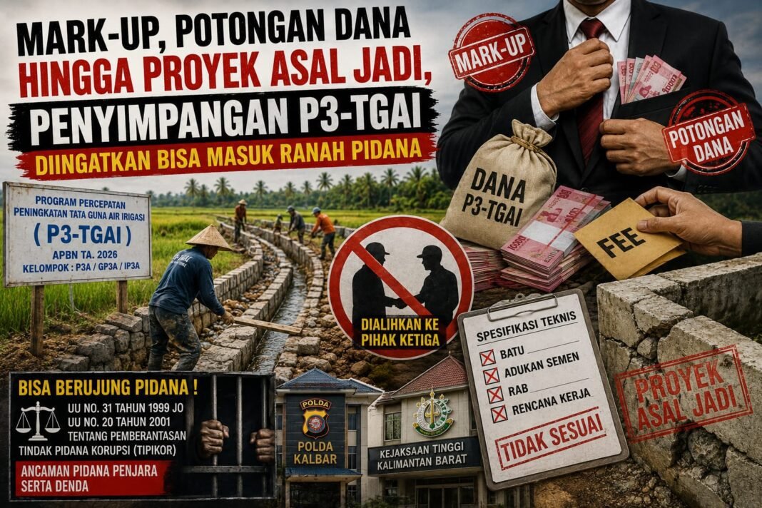 Mark-Up, Potongan Dana hingga Proyek Asal Jadi, Penyimpangan P3-TGAI Diingatkan Bisa Masuk Ranah Pidana Mark-Up, Potongan Dana hingga Proyek Asal Jadi, Penyimpangan P3-TGAI Diingatkan Bisa Masuk Ranah Pidana