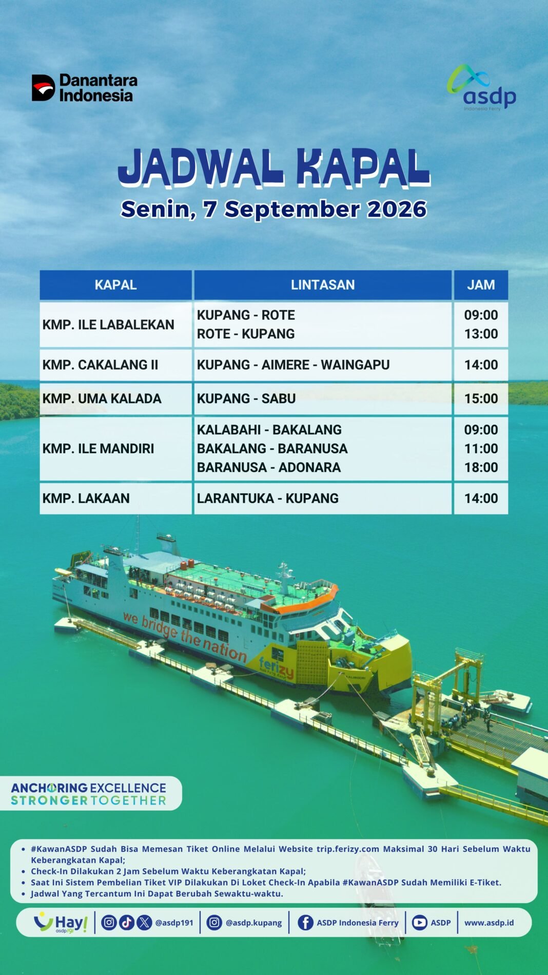 JADWAL KAPAL ASDP KUPANG: 5 Armada Siap Beroperasi Hari Ini, 7 September 2026 JADWAL KAPAL ASDP KUPANG: 5 Armada Siap Beroperasi Hari Ini, 7 September 2026