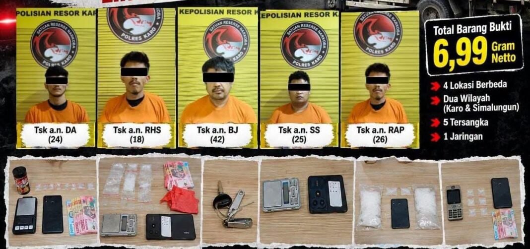 Polres Karo Ungkap Peredaran Sabu Lintas Wilayah ! 5 Pria Diamankan dari 4 Lokasi Berbeda Polres Karo Ungkap Peredaran Sabu Lintas Wilayah ! 5 Pria Diamankan dari 4 Lokasi Berbeda
