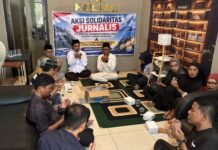 Wartawan PALI Gelar Aksi Solidaritas, Doakan Lima Jurnalis yang Hilang di Anak Gunung Krakatau