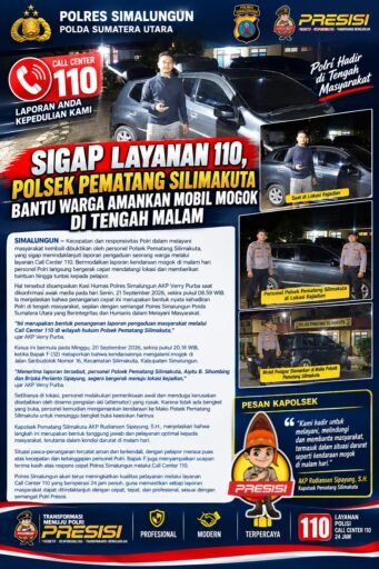Sigap Layanan 110 Polsek Pematang Silimakuta Bantu Warga Amankan Mobil Mogok di Tengah Malam Sigap Layanan 110 Polsek Pematang Silimakuta Bantu Warga Amankan Mobil Mogok di Tengah Malam