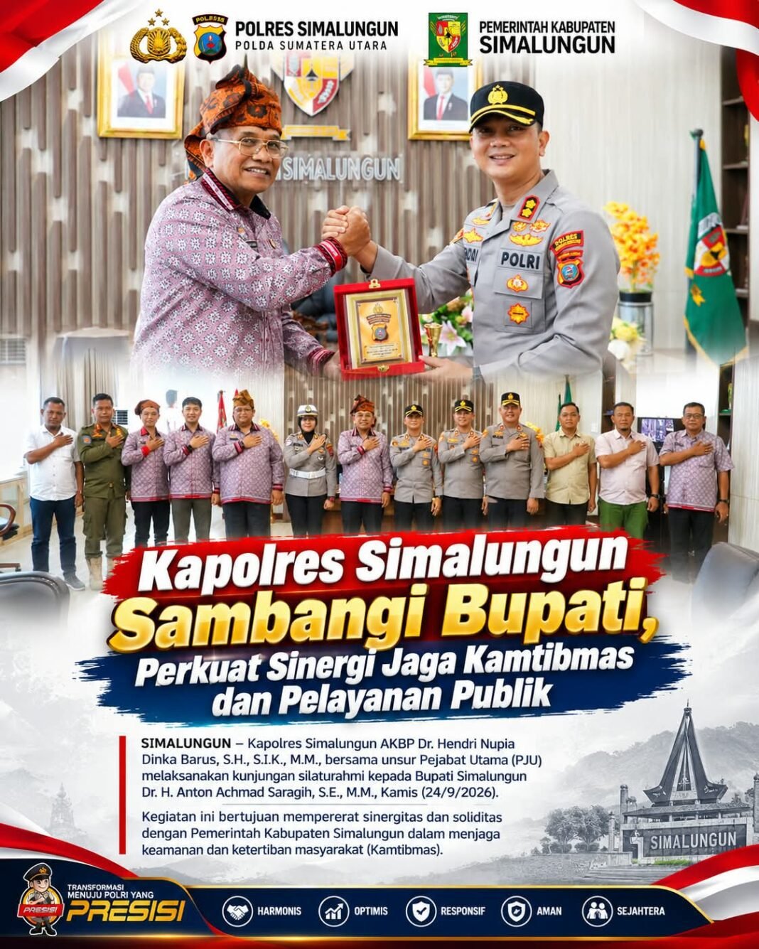 Kapolres Simalungun Sambangi Bupati, Perkuat Sinergi Jaga Kamtibmas dan Pelayanan Publik Kapolres Simalungun Sambangi Bupati, Perkuat Sinergi Jaga Kamtibmas dan Pelayanan Publik